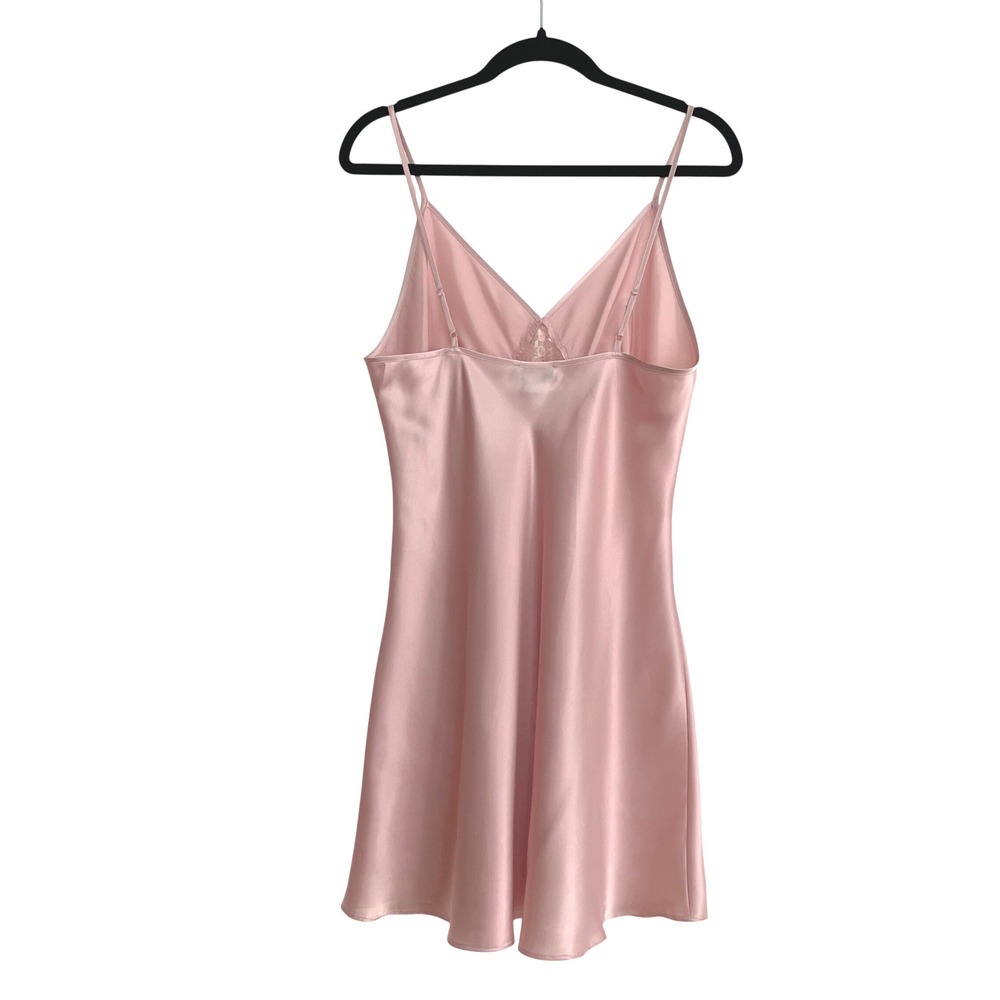 Jones New York Pink Satin Lace Trim Chemise Nightgown Large Sleepwear Dress - Picture 6 of 6